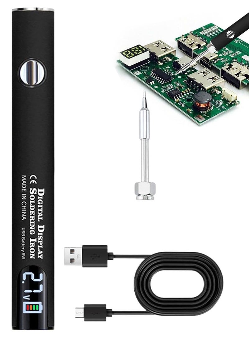 CMGTYYD. USB-C لحام الحديد مجموعة، المحمولة اللاسلكية لحام الحديد مع شاشة LCD، درجة الحرارة قابل للتعديل 200 درجة مئوية - 450 درجة مئوية، مع 3 نصائح لإصلاح الإلكترونيات، صناعة المجوهرات، مشاريع DIY - أسود - Image 1